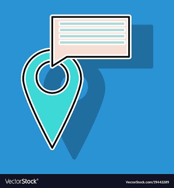 Sticker navigation geolocation icon in flat vector image