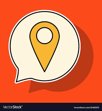 Sticker navigation geolocation icon in flat vector image