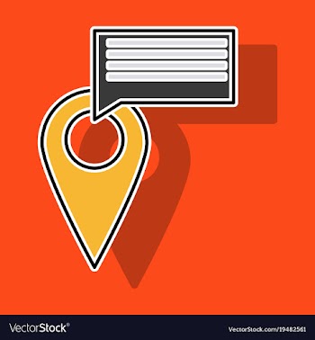 Sticker navigation geolocation icon in flat vector image