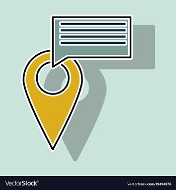 Sticker navigation geolocation icon in flat vector image