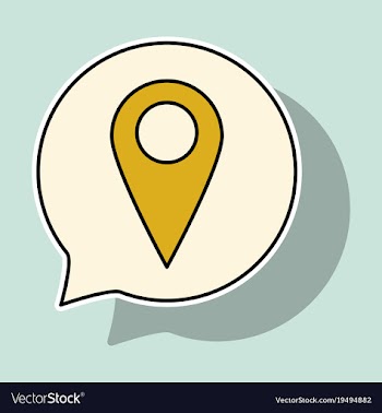 Sticker navigation geolocation icon in flat vector image