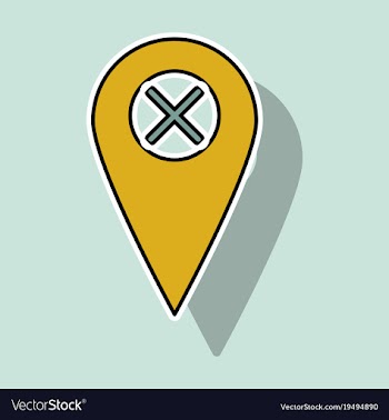 Sticker navigation geolocation icon in flat vector image