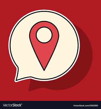 Sticker navigation geolocation icon in flat vector image