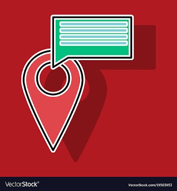 Sticker navigation geolocation icon in flat vector image