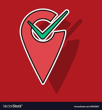 Sticker navigation geolocation icon in flat vector image