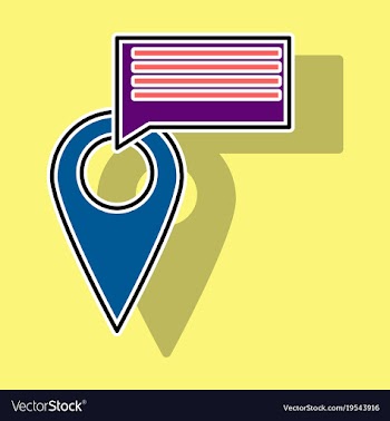 Sticker navigation geolocation icon in flat vector image