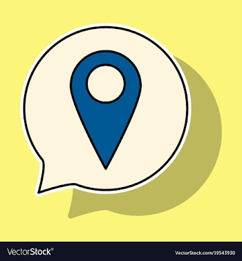 Sticker navigation geolocation icon in flat vector image