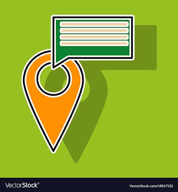 Sticker navigation geolocation icon in flat vector image