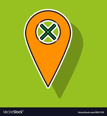 Sticker navigation geolocation icon in flat vector image