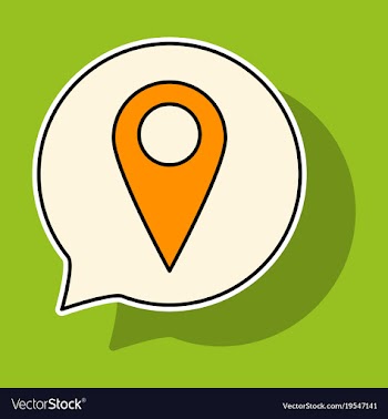 Sticker navigation geolocation icon in flat vector image