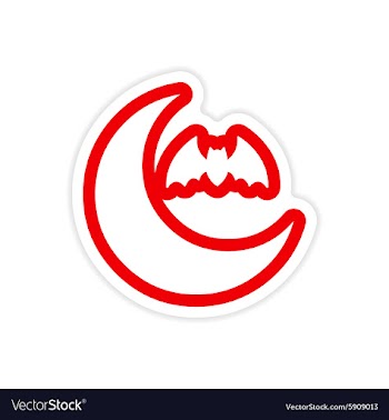 Sticker new moon and a bat on a white background vector image