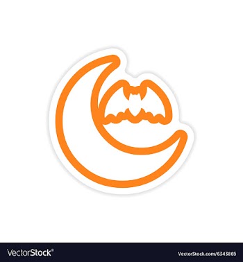 Sticker new moon and a bat on a white background vector image