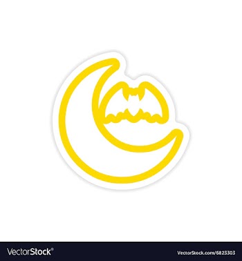 Sticker new moon and a bat on a white background vector image