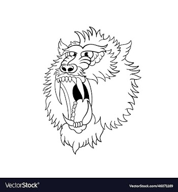 sticker of a baboon roaring outline