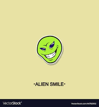 sticker of alien smiling face