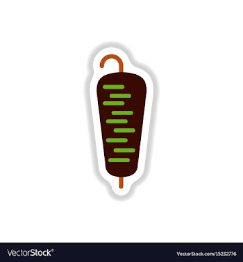Sticker of doner kebab on pole vector image