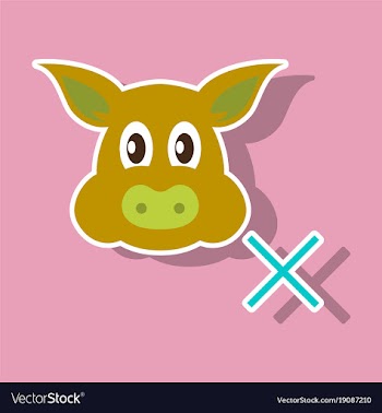 Sticker of pig in graphic style hand drawing vector image