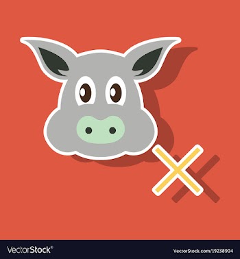Sticker of pig in graphic style hand drawing vector image