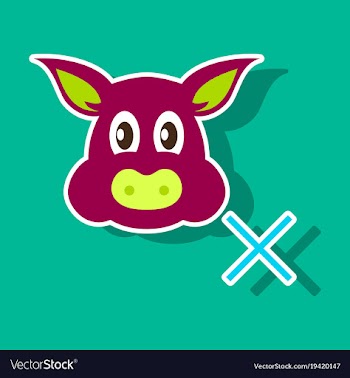 Sticker of pig in graphic style hand drawing vector image