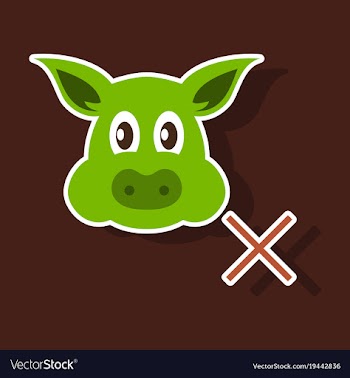 Sticker of pig in graphic style hand drawing vector image