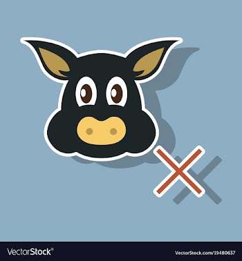 Sticker of pig in graphic style hand drawing vector image