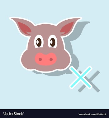 Sticker of pig in graphic style hand drawing vector image