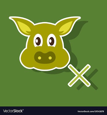 Sticker of pig in graphic style hand drawing vector image