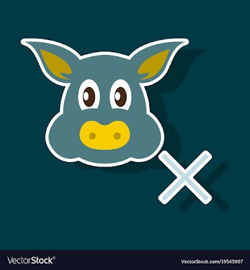 Sticker of pig in graphic style hand drawing vector image