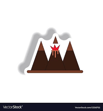 Sticker of volcano explosion vector image