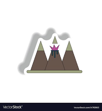 Sticker of volcano explosion vector image