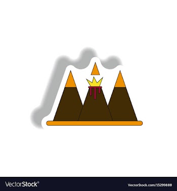Sticker of volcano explosion vector image