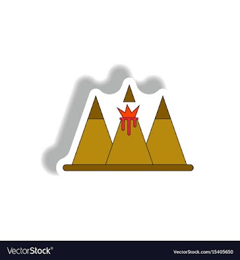 Sticker of volcano explosion vector image