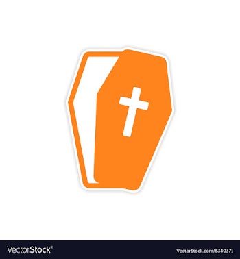 Sticker open coffin Halloween theme on a white vector image