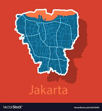 Sticker outline map of the indonesian capital vector image