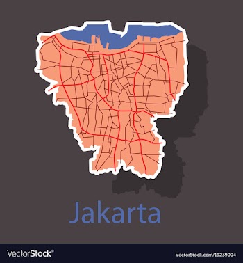 Sticker outline map of the indonesian capital vector image