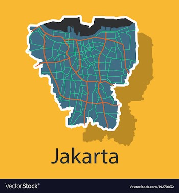 Sticker outline map of the indonesian capital vector image