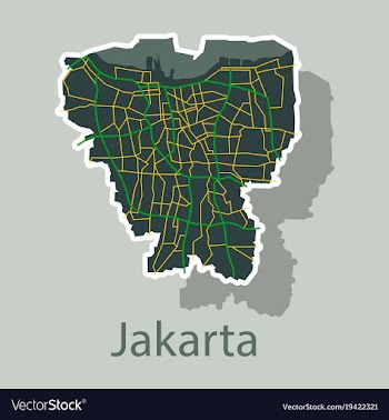 Sticker outline map of the indonesian capital vector image