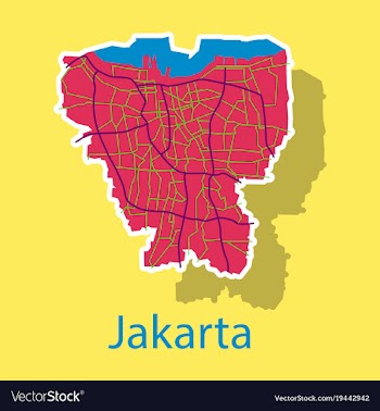 Sticker outline map of the indonesian capital vector image