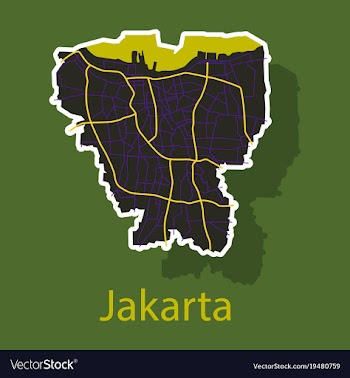 Sticker outline map of the indonesian capital vector image