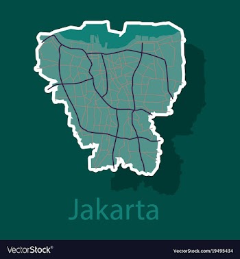 Sticker outline map of the indonesian capital vector image
