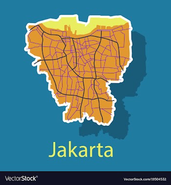 Sticker outline map of the indonesian capital vector image