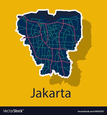 Sticker outline map of the indonesian capital vector image