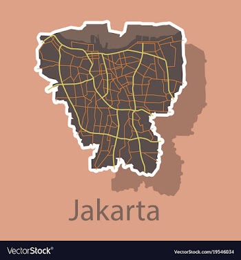 Sticker outline map of the indonesian capital vector image