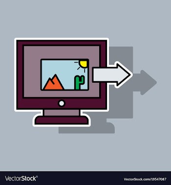 Sticker photos icon on laptop screen multimedia vector image