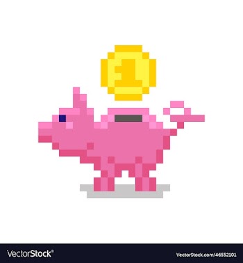 sticker piggy bank with a coin