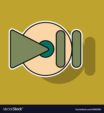 Sticker play sign flat style icon on background vector image