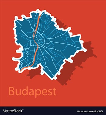 Sticker scheme of the budapest hungary city plan vector image