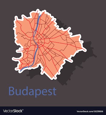Sticker scheme of the budapest hungary city plan vector image