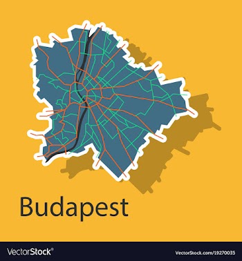 Sticker scheme of the budapest hungary city plan vector image