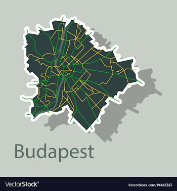 Sticker scheme of the budapest hungary city plan vector image
